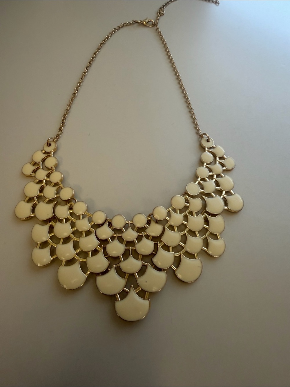Vintage Women's Cream Statement Bib Necklace - Elegant Layered Design